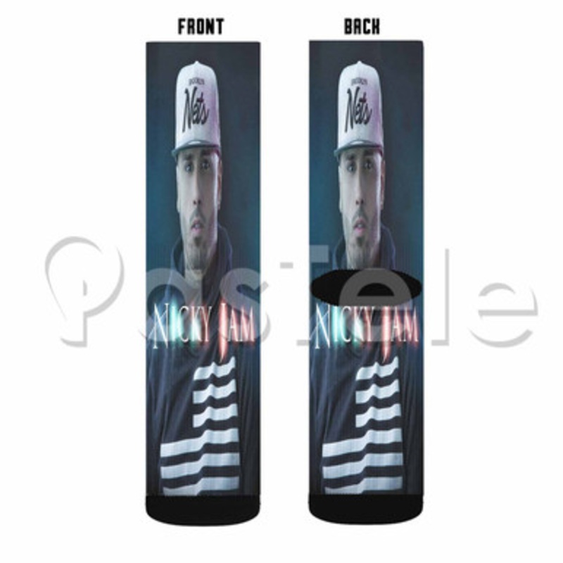 Nicky Jam Custom Sublimation Printed Socks Polyester Acrylic Nylon Spandex
