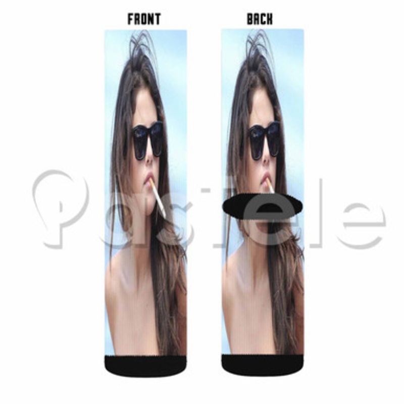 Selena Gomez Cigarette Custom Sublimation Printed Socks Polyester Acrylic Nylon Spandex