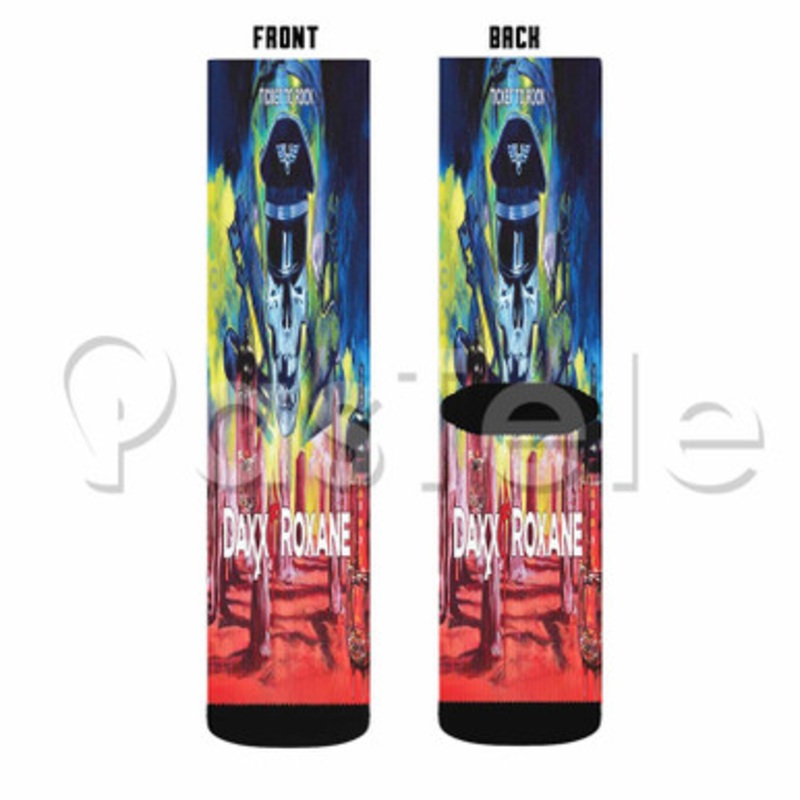 Ticket To Rock Daxx Roxane Custom Sublimation Personalized Printed Socks Polyester Acrylic Nylon Spandex