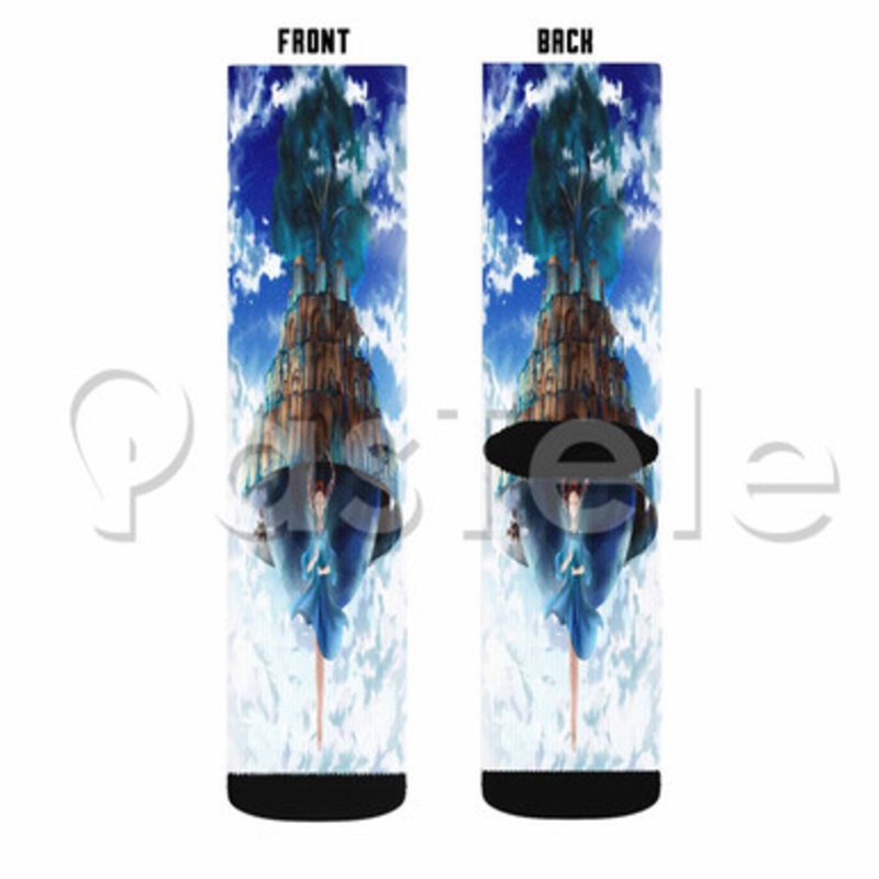 Castle in the Sky Custom Sublimation Printed Socks Polyester Acrylic Nylon Spandex