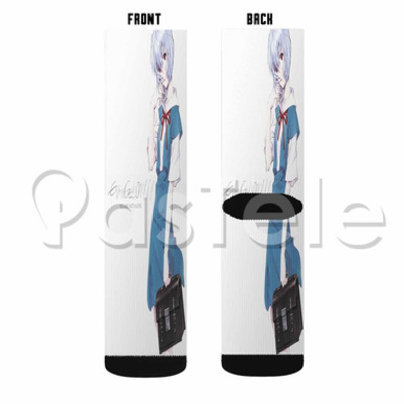 Evangelion You Are Not Alone Custom Sublimation Printed Socks Polyester Acrylic Nylon Spandex