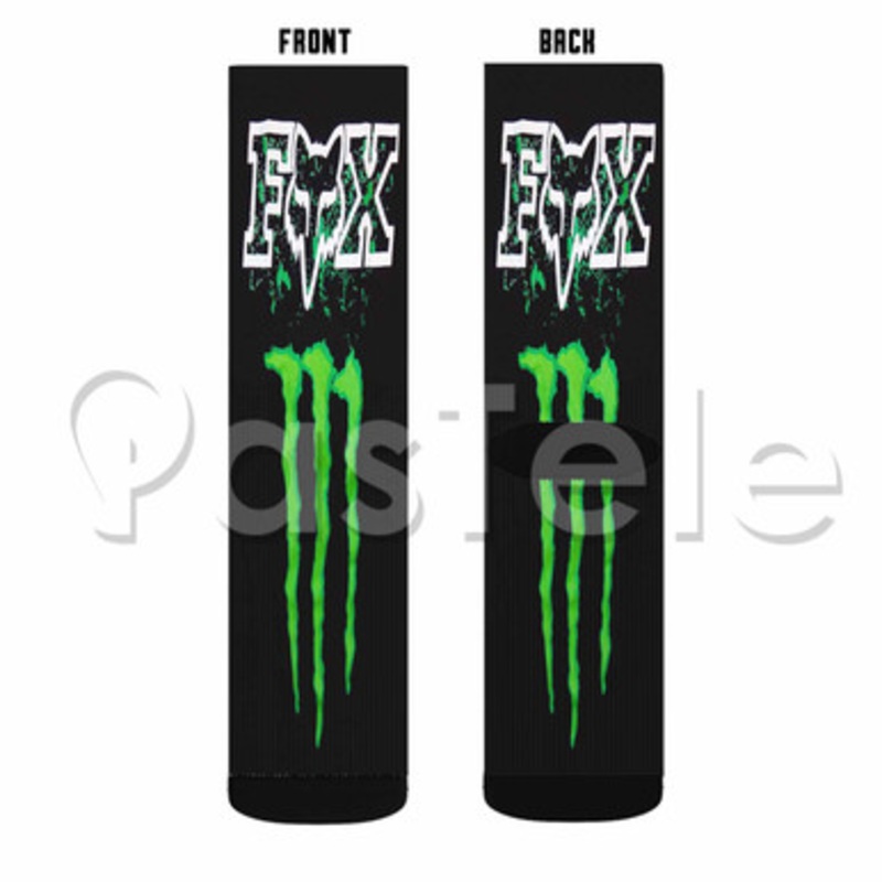 Fox Racing Monster Energy Custom Sublimation Printed Socks Polyester Acrylic Nylon Spandex