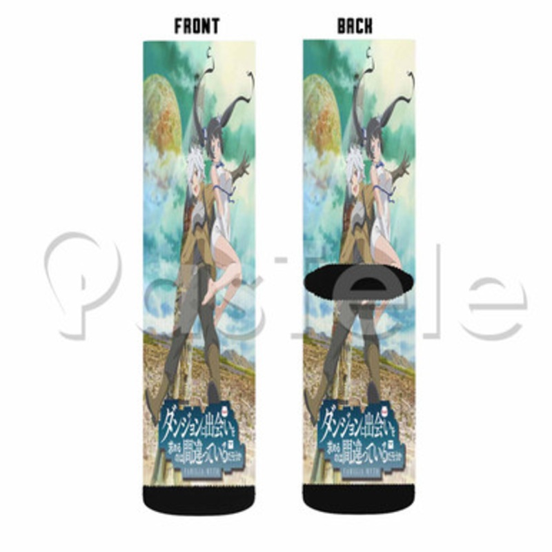 Is It Wrong to Try to Pick Up Girls in a Dungeon Custom Sublimation Printed Socks Polyester Acrylic