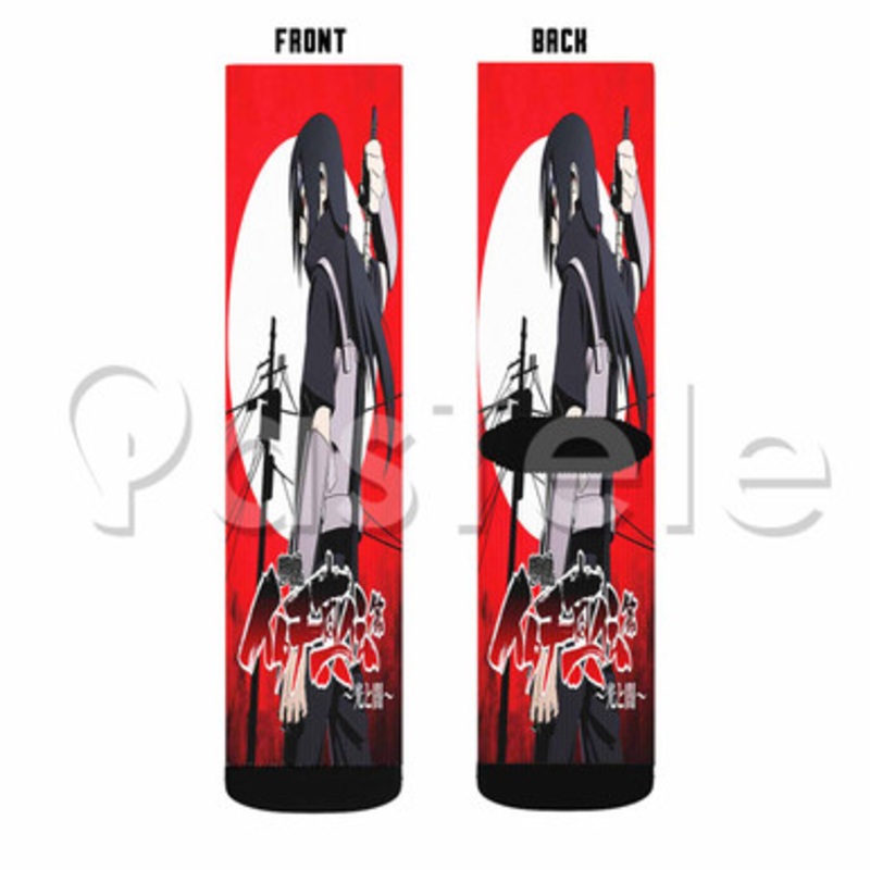 Itachi Uchiha Naruto Shippuden Custom Sublimation Printed Socks Polyester Acrylic Nylon Spandex