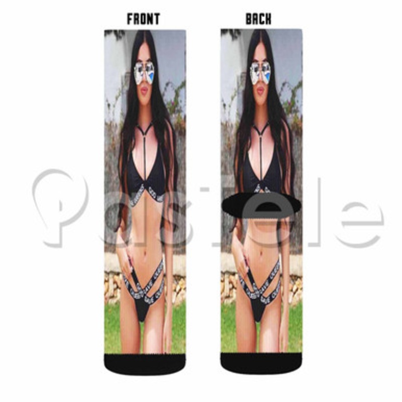 Kylie Jenner God Save Queen Custom Sublimation Printed Socks Polyester Acrylic Nylon Spandex