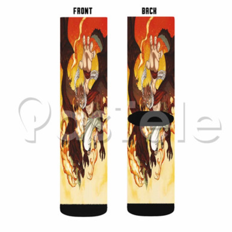 Natsu Dragneel and Igneel Fairy Tail Custom Sublimation Printed Socks Polyester Acrylic Nylon Spande