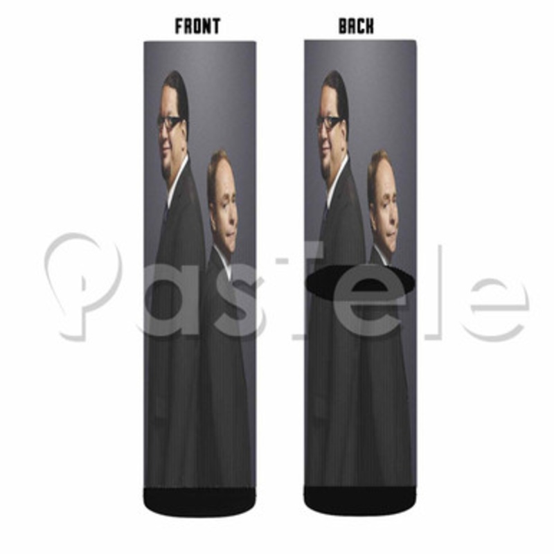 Penn and Teller Custom Sublimation Printed Socks Polyester Acrylic Nylon Spandex