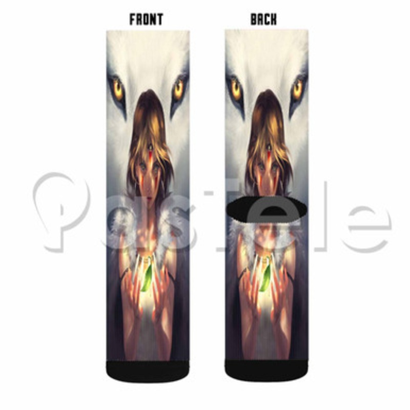 Princess Mononoke Custom Sublimation Printed Socks Polyester Acrylic Nylon Spandex