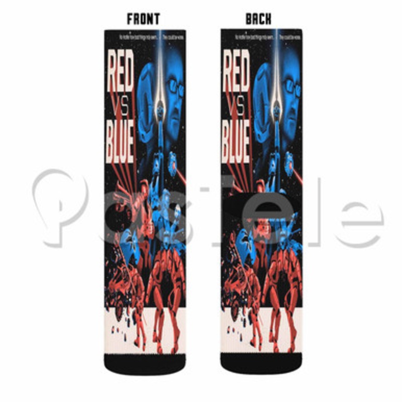 Red vs Blue Halo Custom Sublimation Printed Socks Polyester Acrylic Nylon Spandex