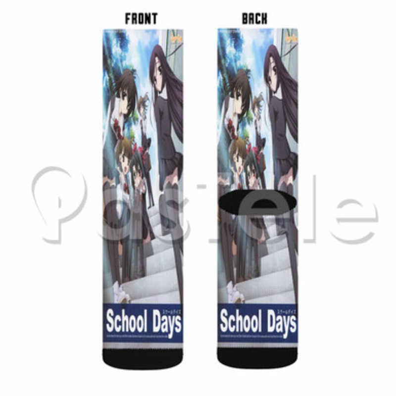 School Days Custom Sublimation Printed Socks Polyester Acrylic Nylon Spandex