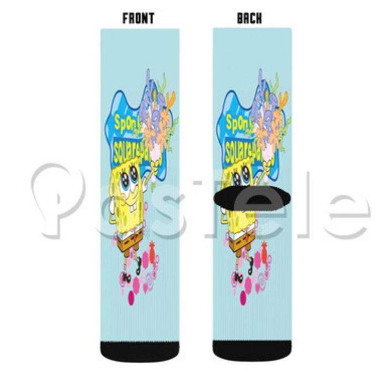 Spongebob Squarepants Custom Sublimation Printed Socks Polyester Acrylic Nylon Spandex