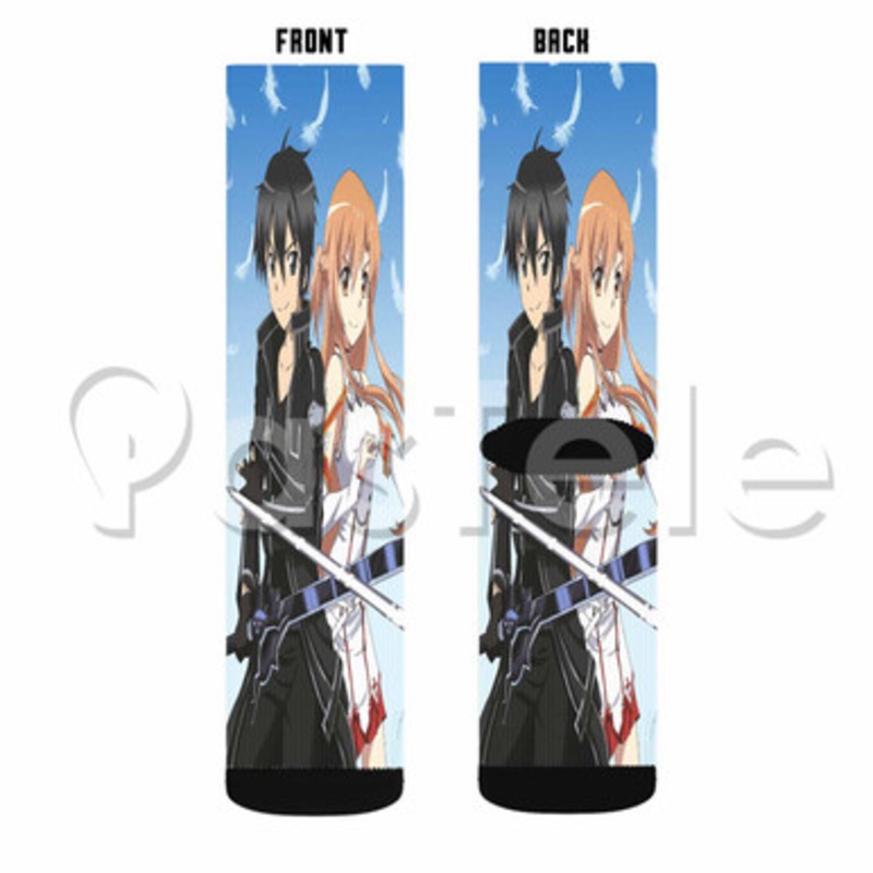 Sword Art Online Kirito Asuna Custom Sublimation Printed Socks Polyester Acrylic Nylon Spandex