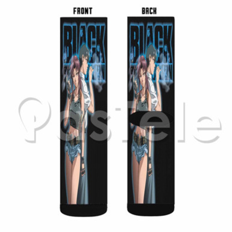 Black Lagoon Custom Sublimation Printed Socks Polyester Acrylic Nylon Spandex