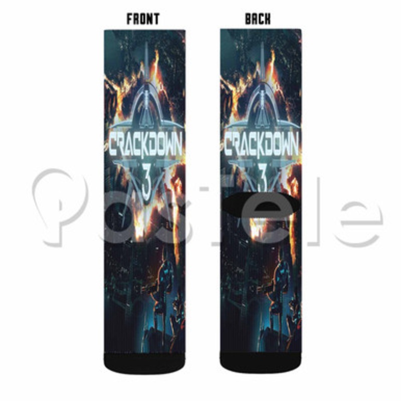 Crackdown 3 Custom Sublimation Printed Socks Polyester Acrylic Nylon Spandex