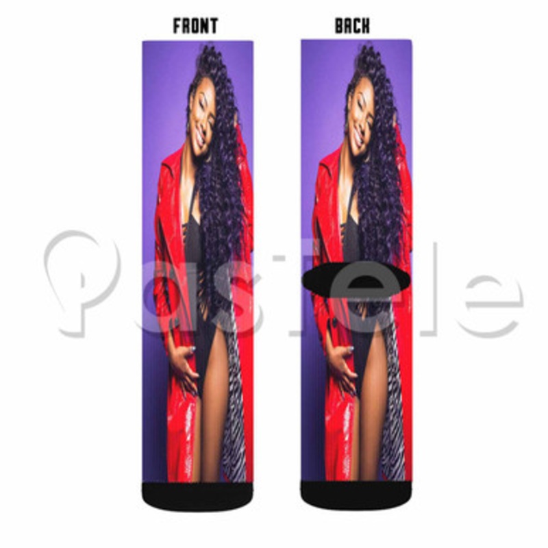 Justine Skye U Don t Know Custom Sublimation Printed Socks Polyester Acrylic Nylon Spandex