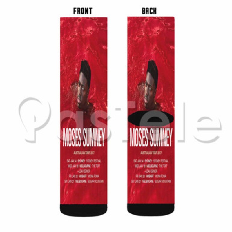 Moses Sumney Australian Tour 2017 Custom Sublimation Printed Socks Polyester Acrylic Nylon Spandex