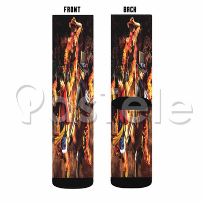One Piece Burning Blood Custom Sublimation Printed Socks Polyester Acrylic Nylon Spandex