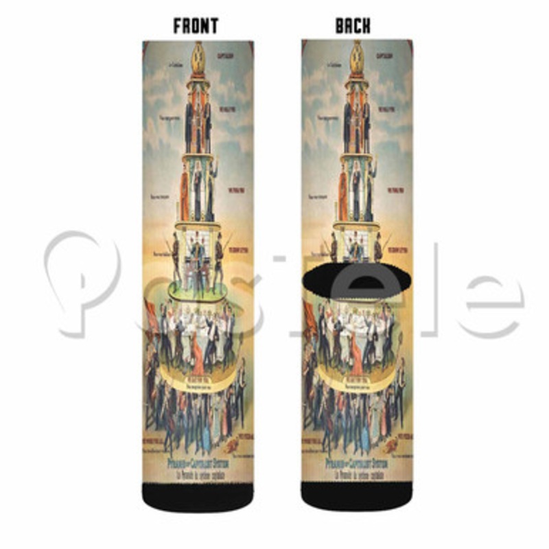 Pyramid of Capitalist Systems Custom Sublimation Printed Socks Polyester Acrylic Nylon Spandex