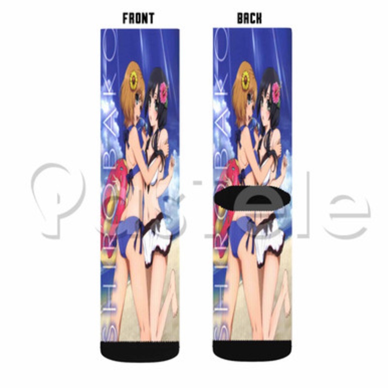 Sexy Shirobako Custom Sublimation Printed Socks Polyester Acrylic Nylon Spandex