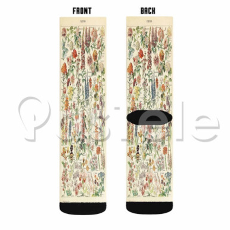 Adolphe Millot Fleurs Custom Sublimation Printed Socks Polyester Acrylic Nylon Spandex