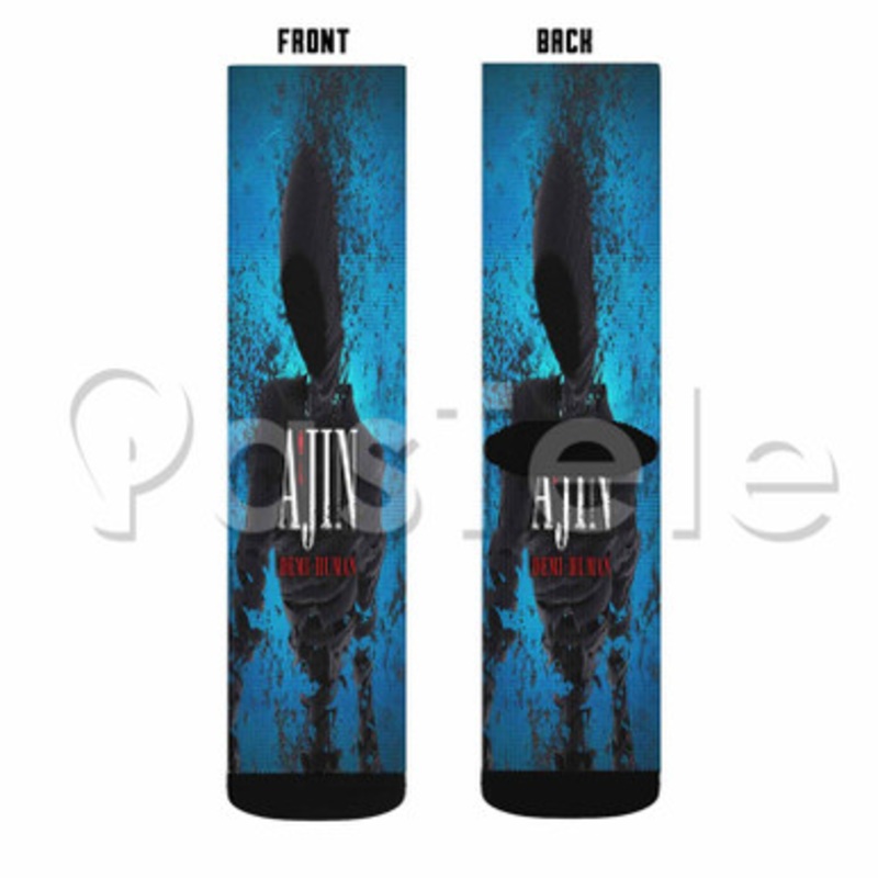 Ajin Demi Human Custom Sublimation Printed Socks Polyester Acrylic Nylon Spandex
