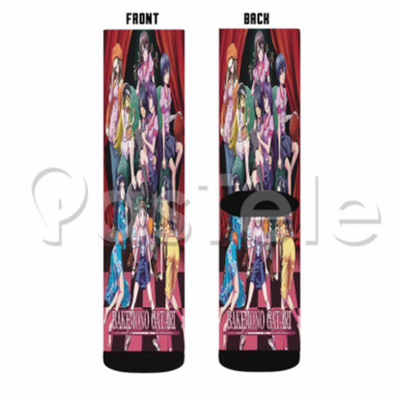 Bakemonogatari Custom Sublimation Printed Socks Polyester Acrylic Nylon Spandex