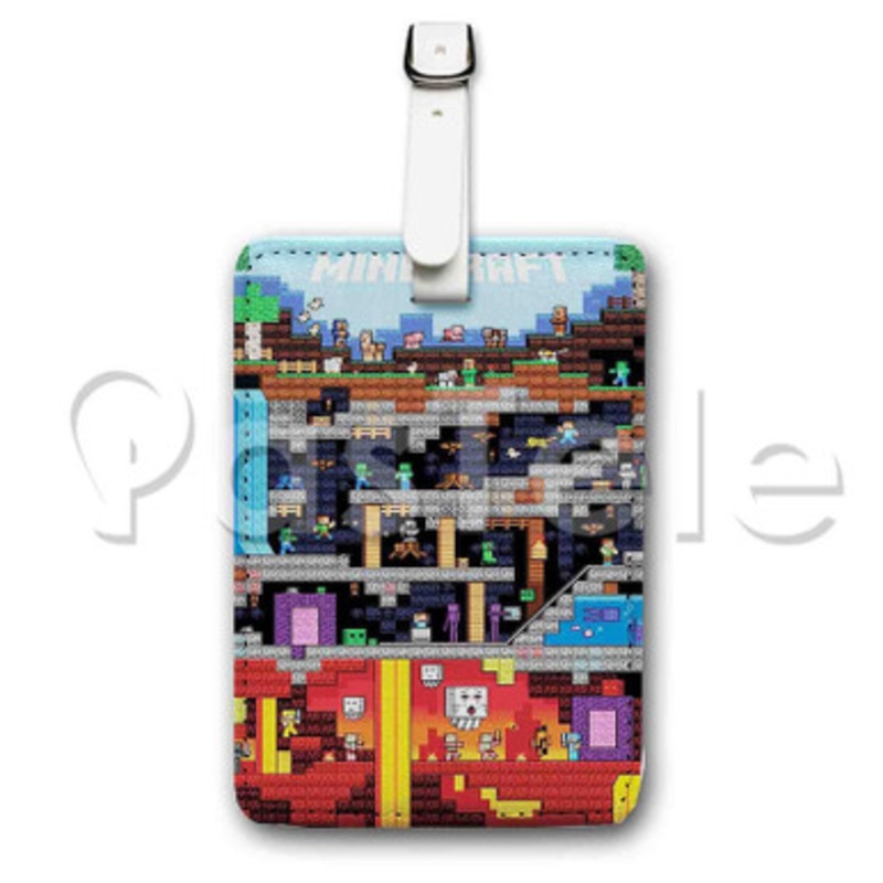 Minecraft Custom Personalized Luggage Tags PU Leather Travel Baggage Name ID Labels