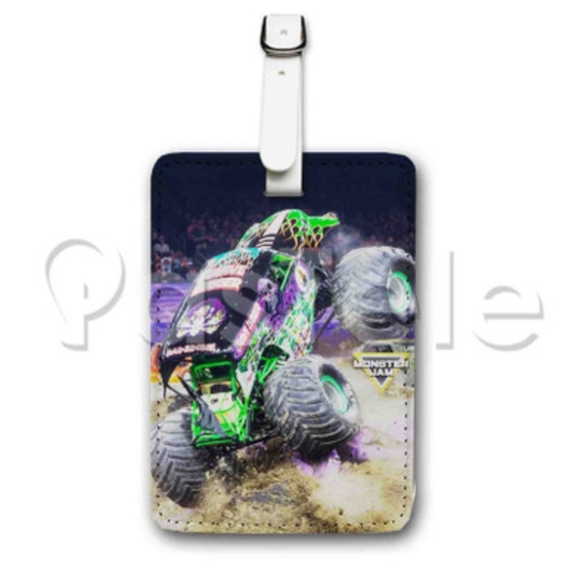 Monster Jam Grave Digger Custom Personalized Luggage Tags PU Leather Travel Baggage Name ID Labels