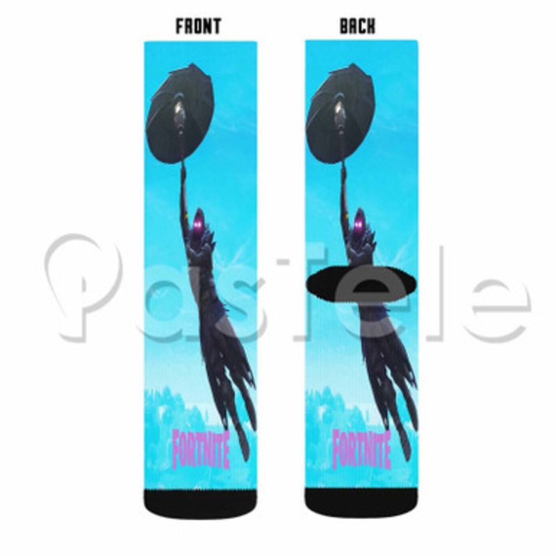 Raven Umbrella Fortnite Custom Sublimation Printed Socks Polyester Acrylic Nylon Spandex