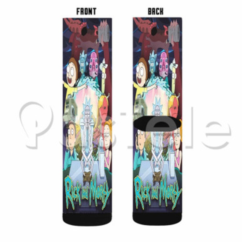 Rick and Morty Custom Sublimation Printed Socks Polyester Acrylic Nylon Spandex