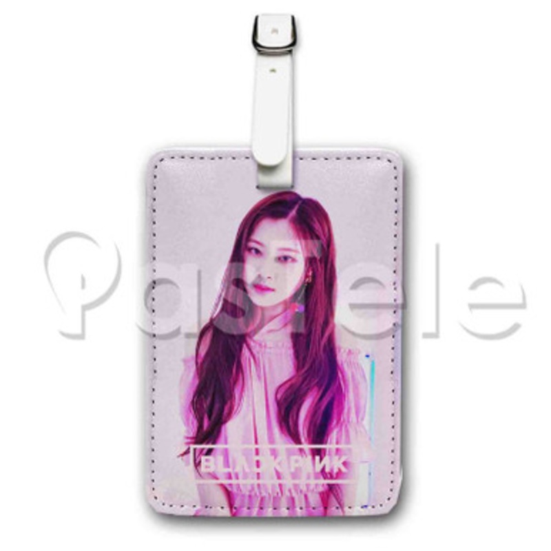 Rose Black Pink Custom Personalized Luggage Tags PU Leather Travel Baggage Name ID Labels
