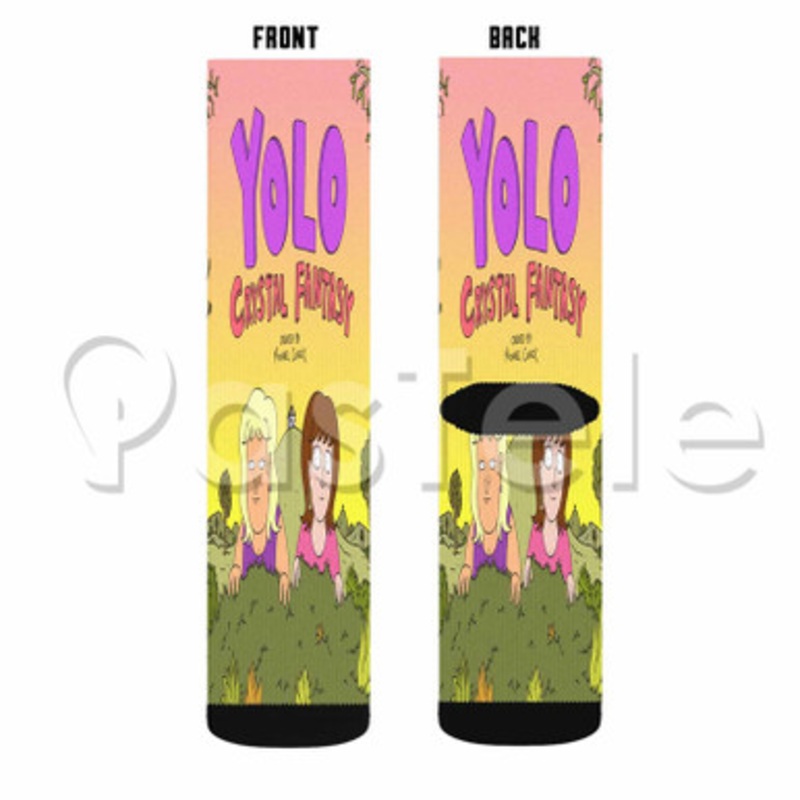 YOLO Crystal Fantasy Custom Sublimation Printed Socks Polyester Acrylic Nylon Spandex