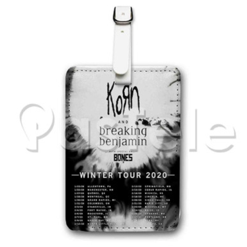 Korn and Breaking Benjamin Winter Tour Custom Personalized Luggage Tags PU Leather Travel Baggage Name ID Labels