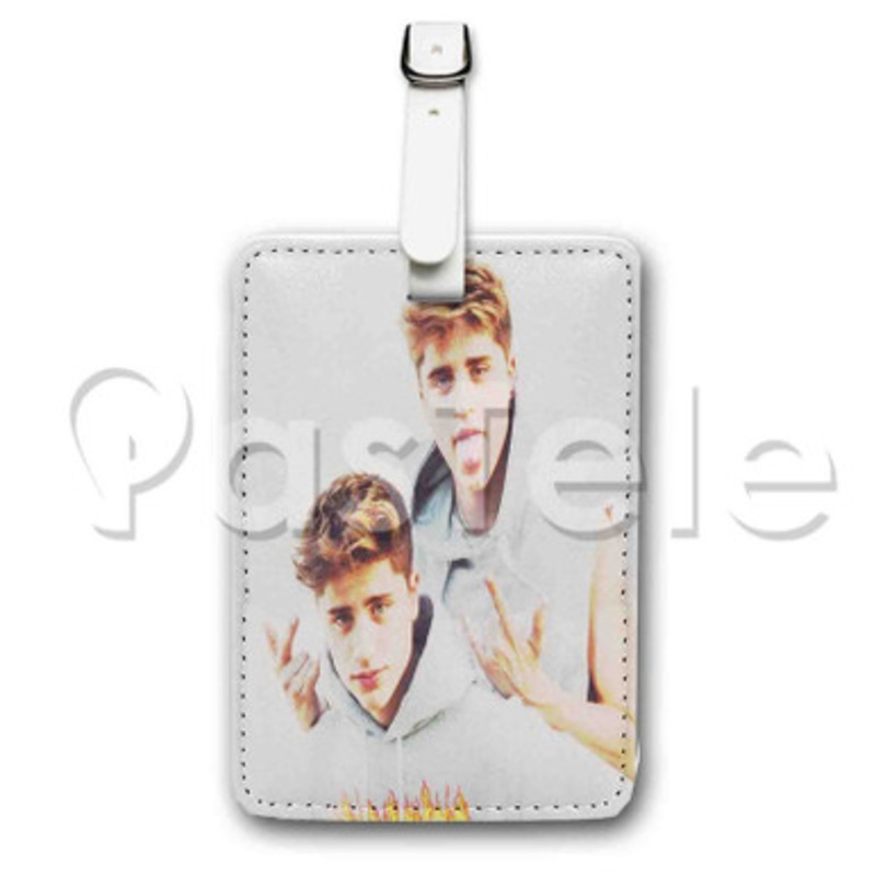 martinez twins 2 Custom Personalized Luggage Tags PU Leather Travel Baggage Name ID Labels