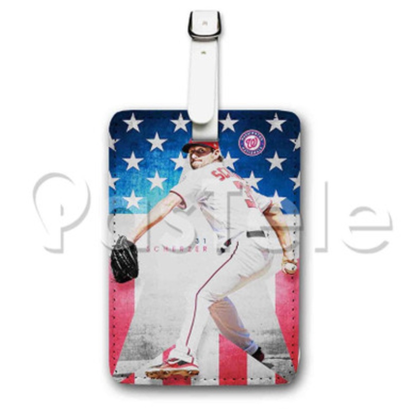Max Scherzer MLB Washington Nationals Custom Personalized Luggage Tags PU Leather Travel Baggage Name ID Labels