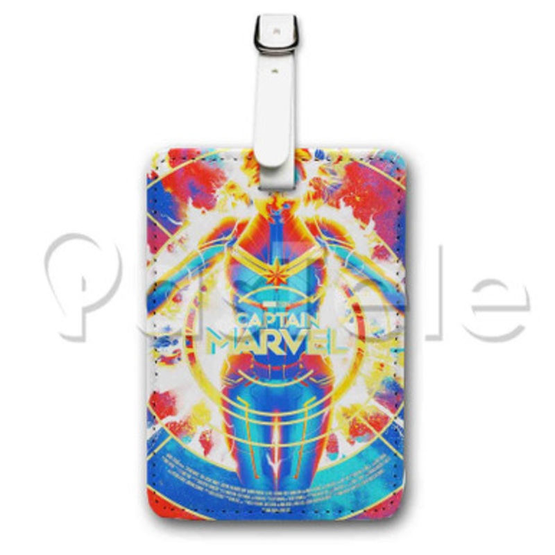 Mondo Captain Marvel Custom Personalized Luggage Tags PU Leather Travel Baggage Name ID Labels