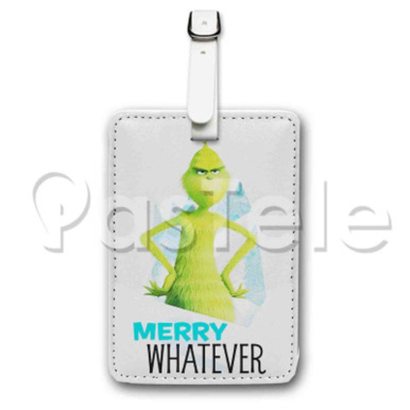 The Grinch Merry Whatever Custom Personalized Luggage Tags PU Leather Travel Baggage Name ID Labels