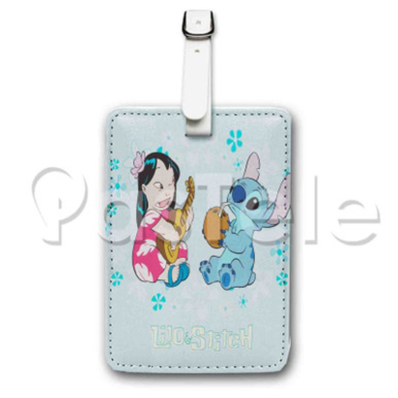Lilo and Stitch Cute Custom Personalized Luggage Tags PU Leather Travel Baggage Name ID Labels