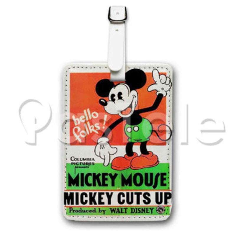 Mickey mouse Cuts Up Custom Personalized Luggage Tags PU Leather Travel Baggage Name ID Labels