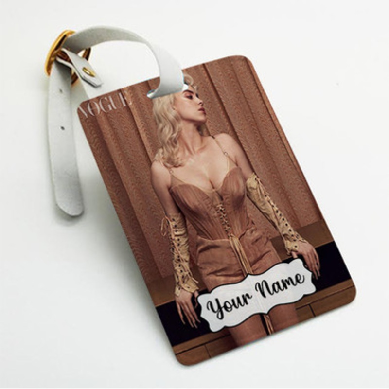 Pastele Billie Eilish Vogue Custom Luggage Tags Personalized Name PU Leather Luggage Tag With Strap Awesome Baggage Hanging Suitcase Bag Tags Name ID Labels Travel Bag Accessories