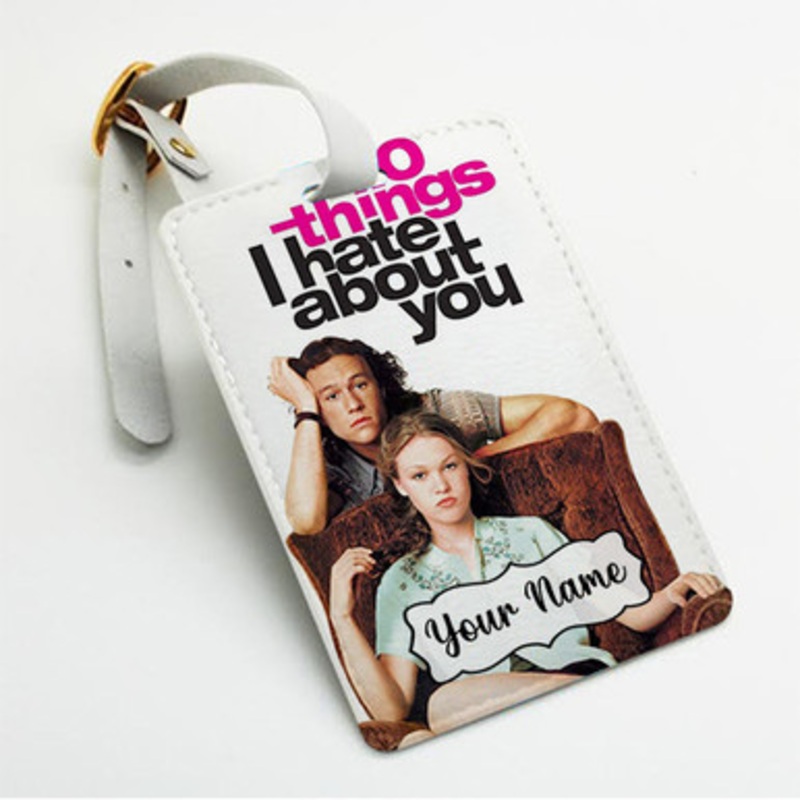 Pastele 10 Things I Hate About You Poster Custom Luggage Tags Personalized Name PU Leather Luggage Tag With Strap Awesome Baggage Hanging Suitcase Bag Tags Name ID Labels Travel Bag Accessories