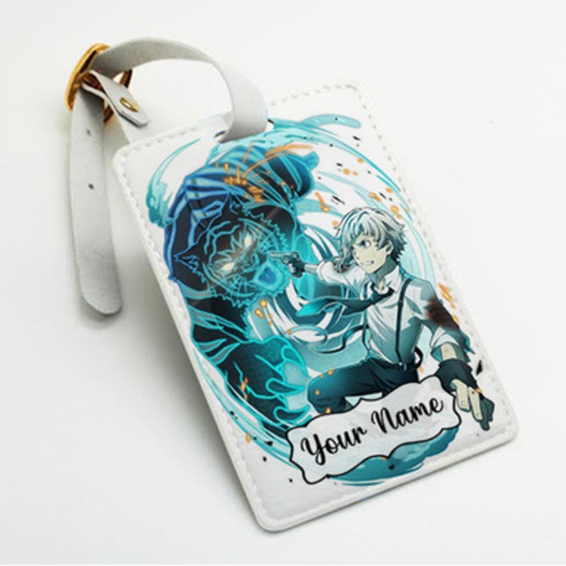 Pastele Atsushi Nakajima Bungou Stray Dogs Custom Luggage Tags Personalized Name PU Leather Luggage Tag With Strap Awesome Baggage Hanging Suitcase Bag Tags Name ID Labels Travel Bag Accessories