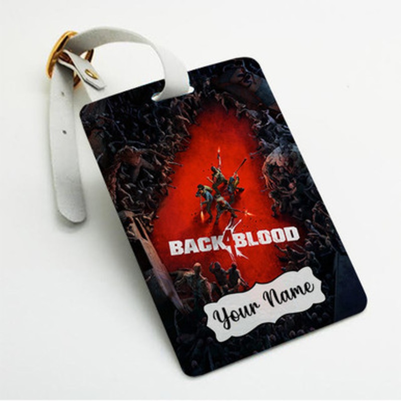 Pastele Back 4 Blood Custom Luggage Tags Personalized Name PU Leather Luggage Tag With Strap Awesome Baggage Hanging Suitcase Bag Tags Name ID Labels Travel Bag Accessories