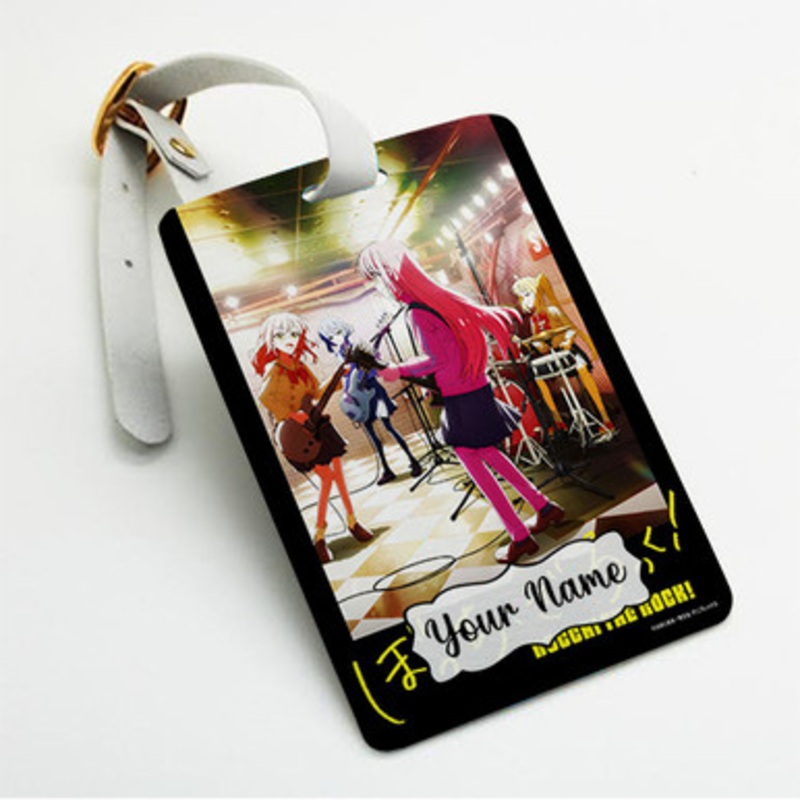 Pastele Bocchi the Rock Custom Luggage Tags Personalized Name PU Leather Luggage Tag With Strap Awesome Baggage Hanging Suitcase Bag Tags Name ID Labels Travel Bag Accessories