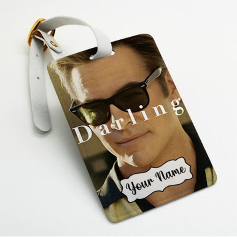 Pastele Chris Pine Dont Worry Darling Custom Luggage Tags Personalized Name PU Leather Luggage Tag With Strap Awesome Baggage Hanging Suitcase Bag Tags Name ID Labels Travel Bag Accessories