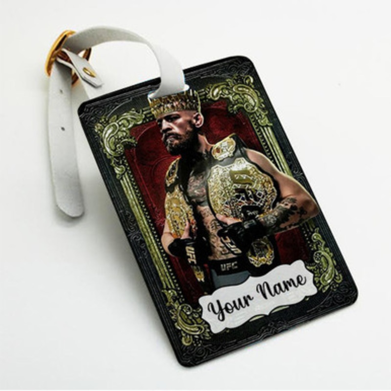 Pastele Conor Mc Gregor UFC Custom Luggage Tags Personalized Name PU Leather Luggage Tag With Strap Awesome Baggage Hanging Suitcase Bag Tags Name ID Labels Travel Bag Accessories