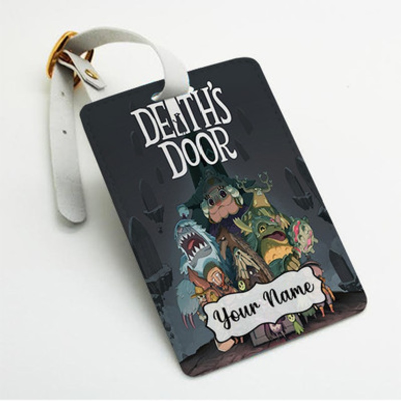 Pastele Death s Door Custom Luggage Tags Personalized Name PU Leather Luggage Tag With Strap Awesome Baggage Hanging Suitcase Bag Tags Name ID Labels Travel Bag Accessories