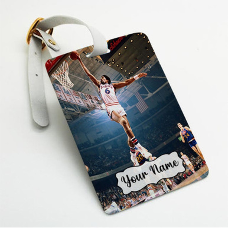 Pastele Dr J Dunk Custom Luggage Tags Personalized Name PU Leather Luggage Tag With Strap Awesome Baggage Hanging Suitcase Bag Tags Name ID Labels Travel Bag Accessories