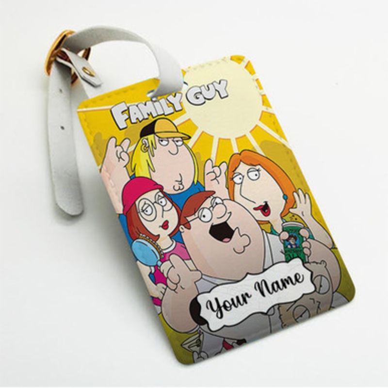 Pastele Family Guy 2022 Custom Luggage Tags Personalized Name PU Leather Luggage Tag With Strap Awesome Baggage Hanging Suitcase Bag Tags Name ID Labels Travel Bag Accessories