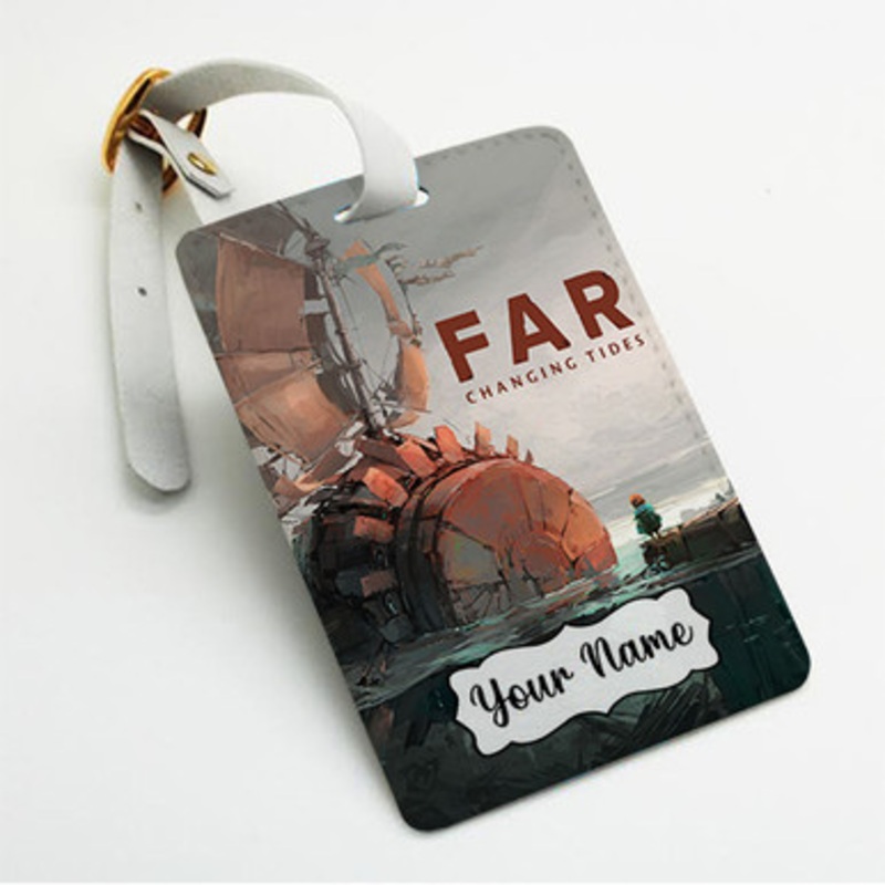 Pastele FAR Changing Tides Custom Luggage Tags Personalized Name PU Leather Luggage Tag With Strap Awesome Baggage Hanging Suitcase Bag Tags Name ID Labels Travel Bag Accessories